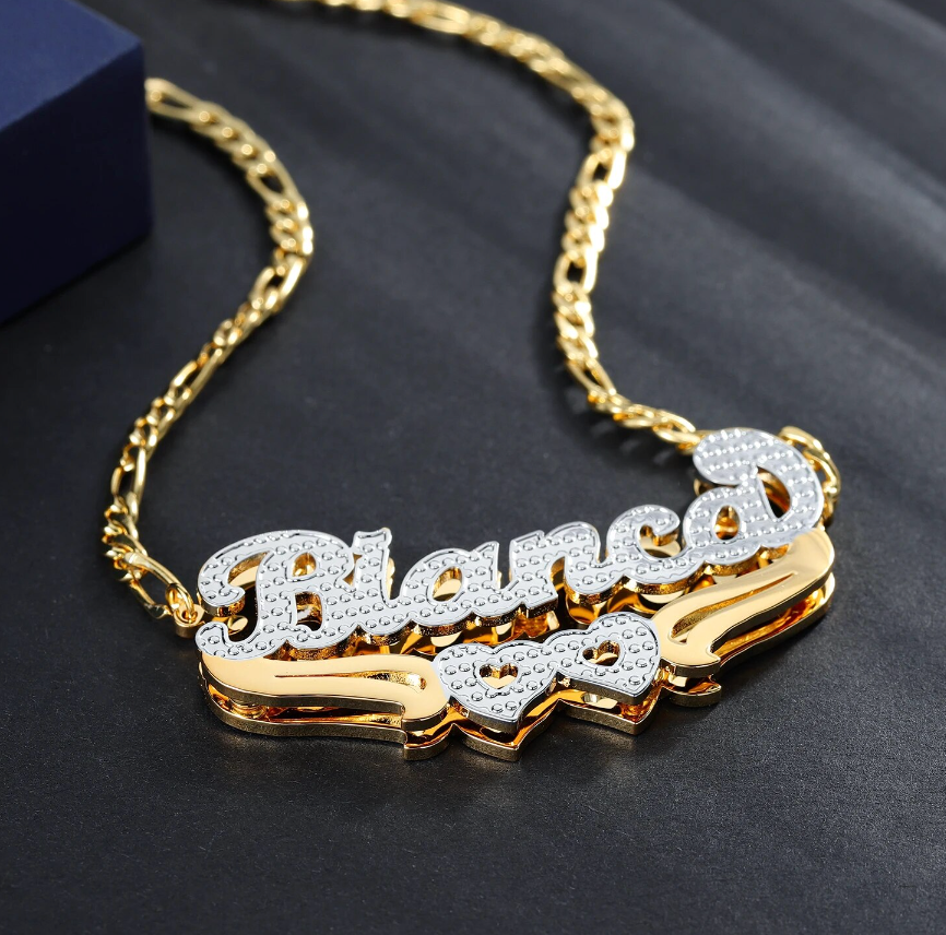 Blinged Out Double Heart Necklace